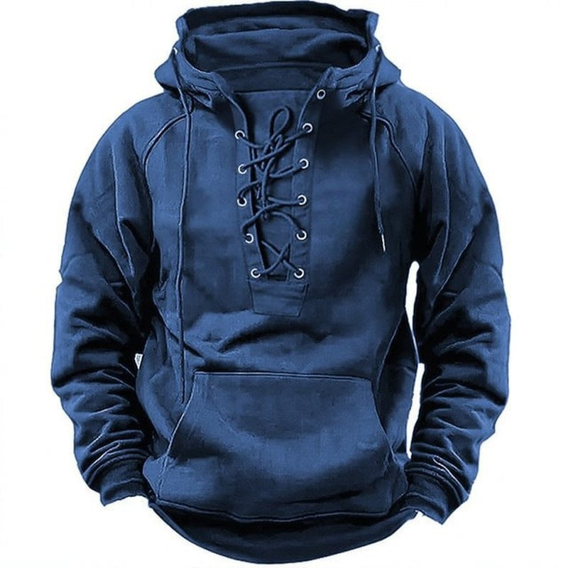 Ins Lace-up Hoodie Casual Sports Pocket Sweatshirt Men&