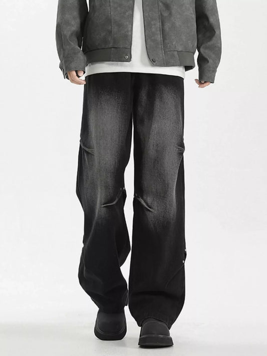 Men's Full Size Wash Wide Leg Jeans Plus Size