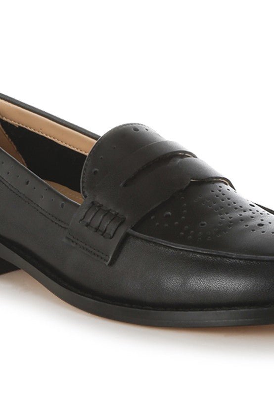 Clotilda Perforated Low Heel Loafers - Loving It Shop