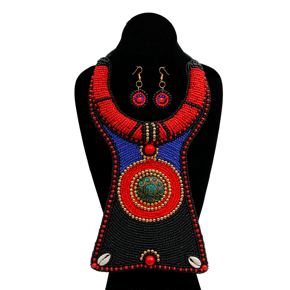 Statement Beaded Collar Long Bib Necklace Stylish Fashion Jewelry Accessory