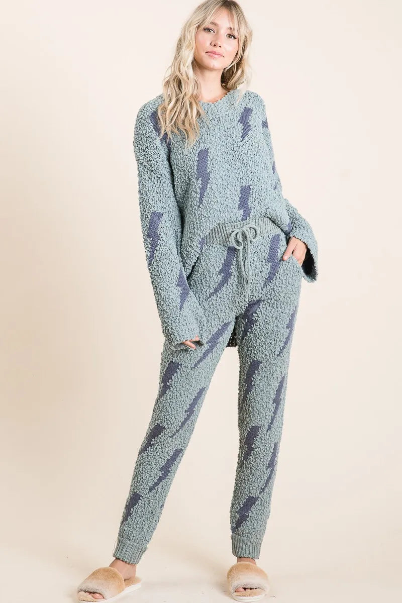 Cozy Soft Hairy Popcorn Sweater Pants