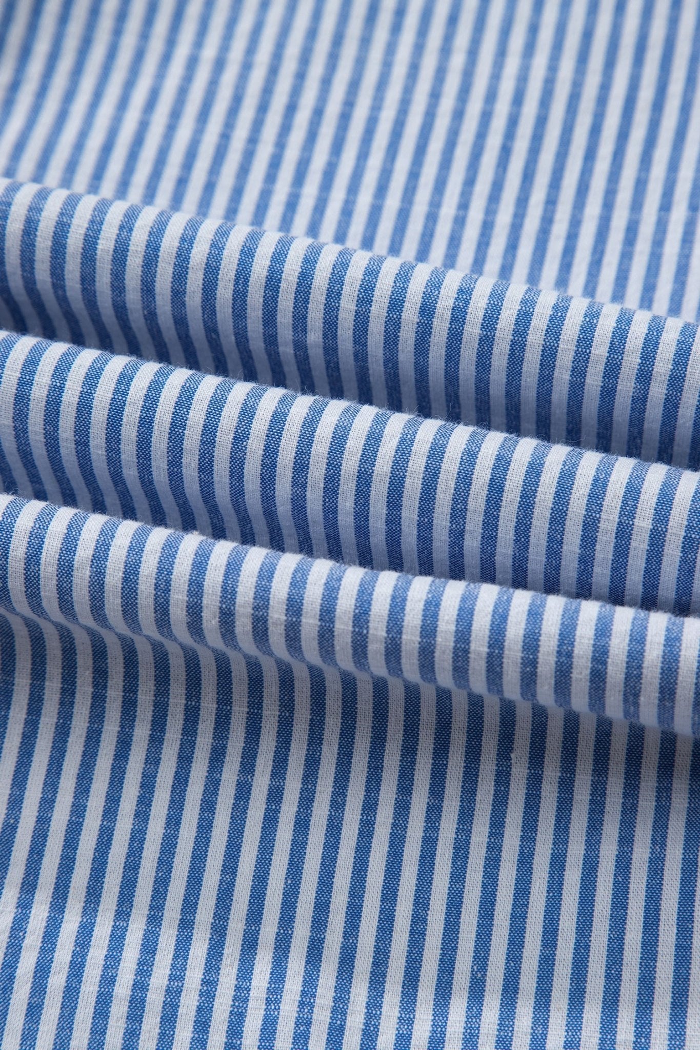 Sky Blue Stripe Contrast Frilled Leopard Trim Casual Long Sleeve Shirt - Loving It Shop