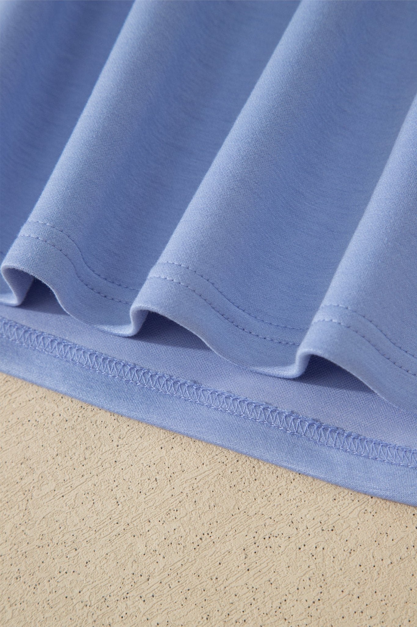 Sky Blue Preppy Striped Trim V Neck Polo Tee Drawstring Skirt Set - Loving It Shop