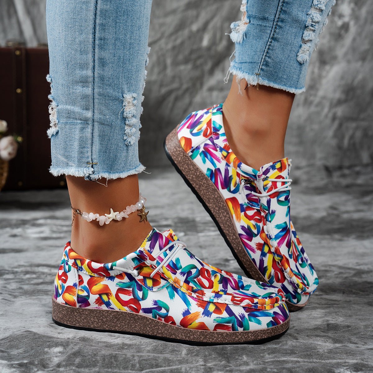 Colorful Printed Casual Loafers - Loving It Shop