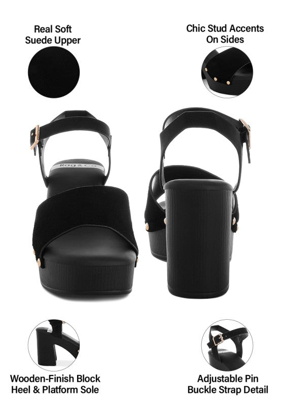 Daniela Genuine Suede Leather High Block Sandals - Loving It Shop