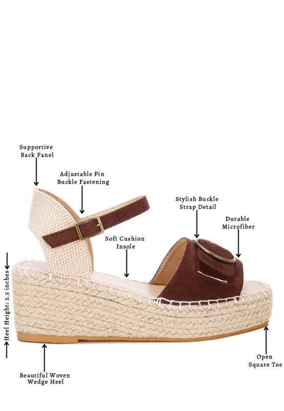 Amilta Buckle Detail Espadrille Wedges - Loving It Shop