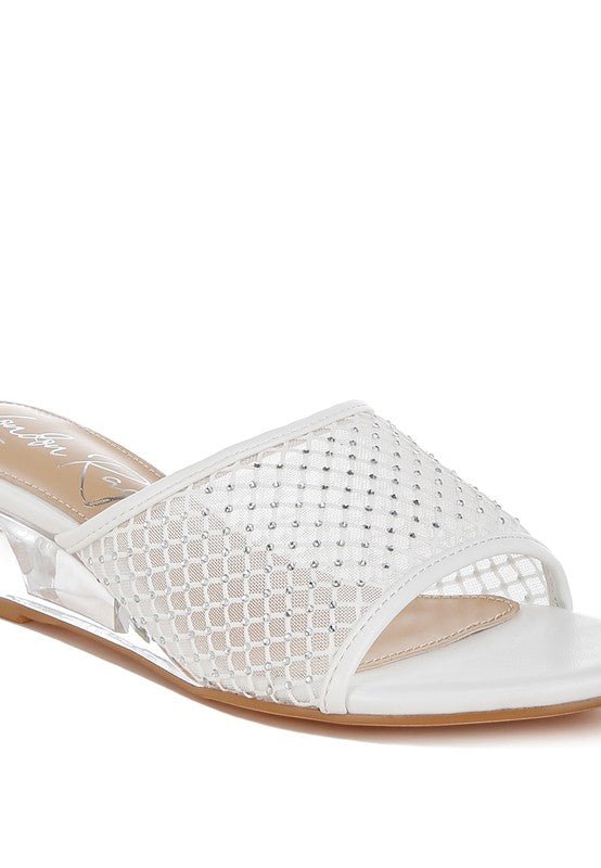Tempra Mesh Clear Heel Wedge Sandals - Loving It Shop