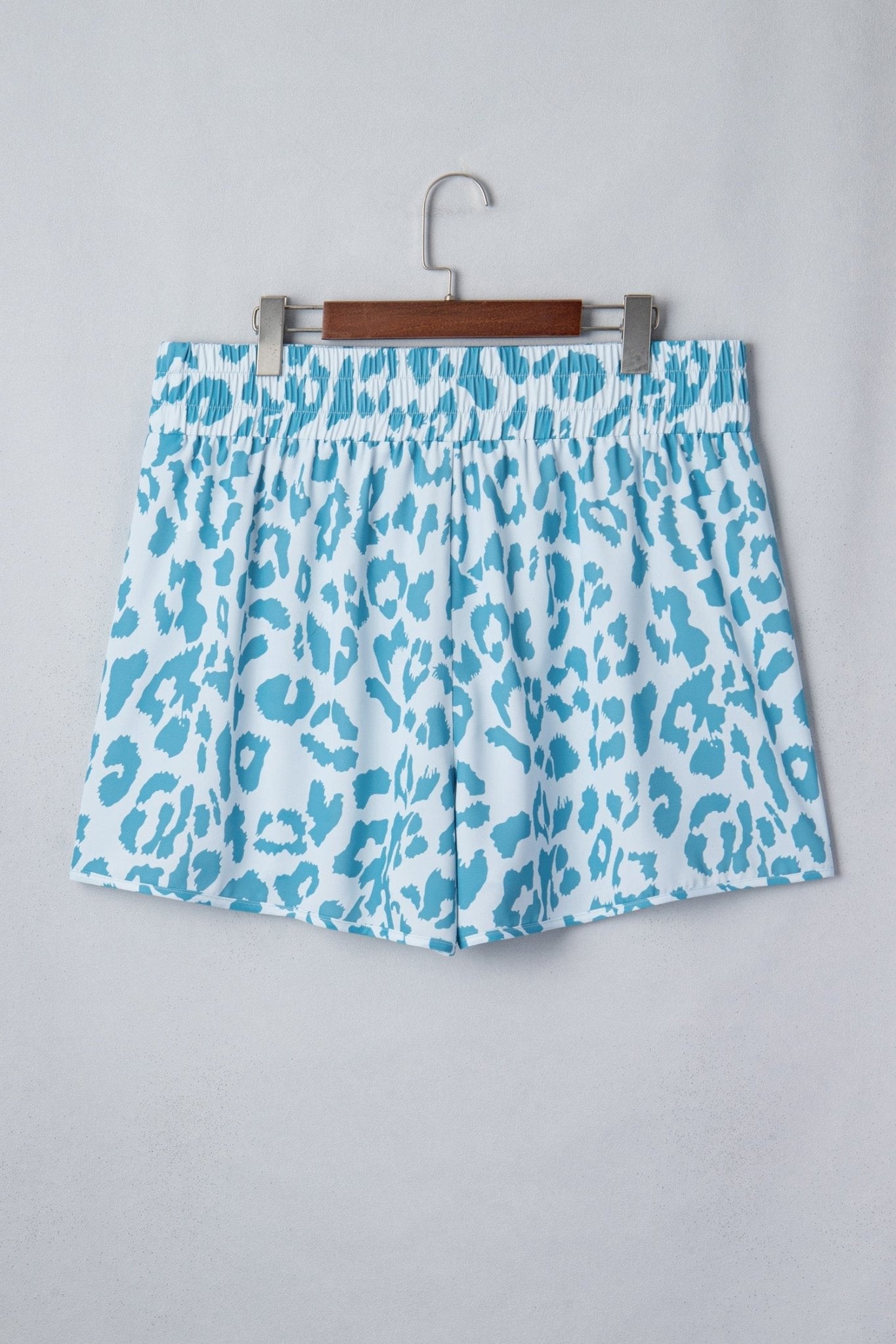 Beau Blue Plus Size Leopard Elastic Waist Athletic Shorts - Loving It Shop