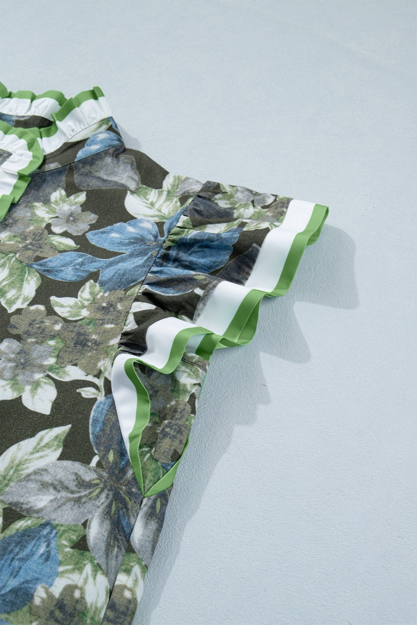 Green Ruffled Short Sleeve Floral Summer Blouse - Loving It Shop