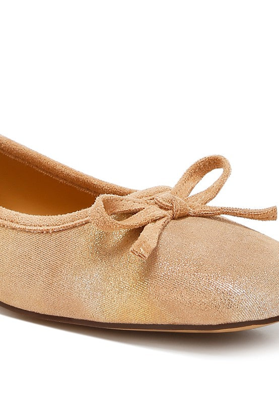 Rubyrose Suede Bow Embellished Ballerinas