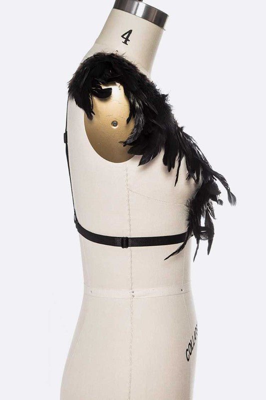 Feather Trim Elastic Costume Top - Loving It Shop
