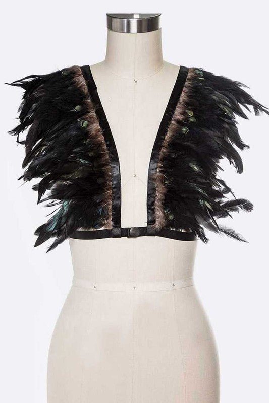 Feather Trim Elastic Costume Top - Loving It Shop