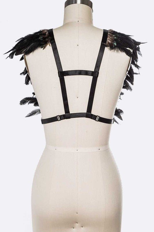 Feather Trim Elastic Costume Top - Loving It Shop