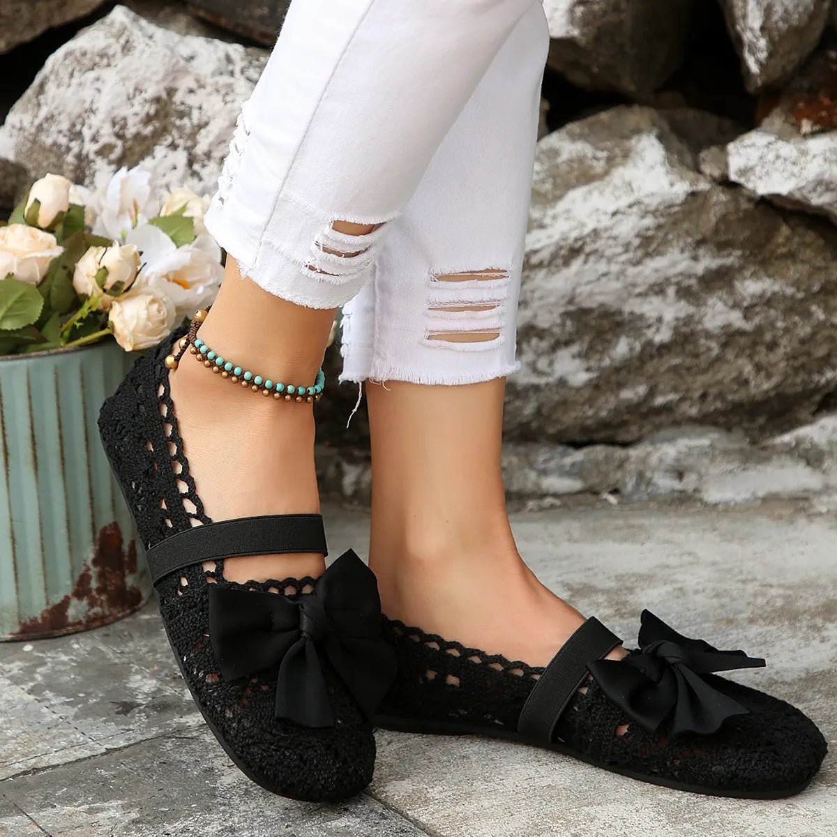 Bow Round Toe Flat Slip - Ons - Loving It Shop