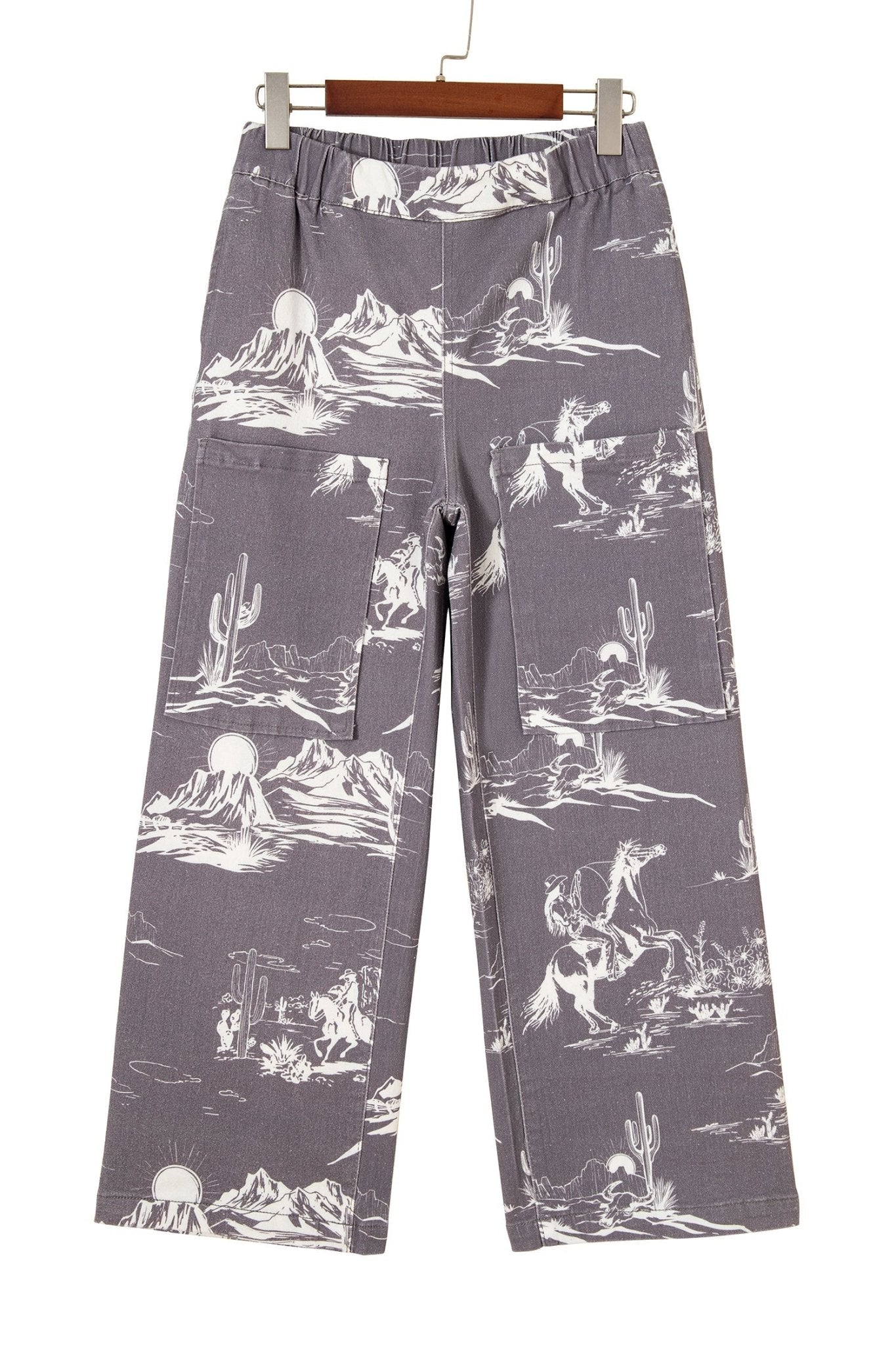Gray Wild West Riding Vintage Printed Shift Jeans - Loving It Shop