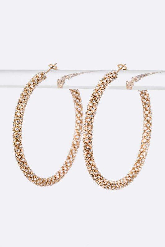 60 MM Rhinestone Wrap Around Iconic Hoop Earrings - Loving It Shop