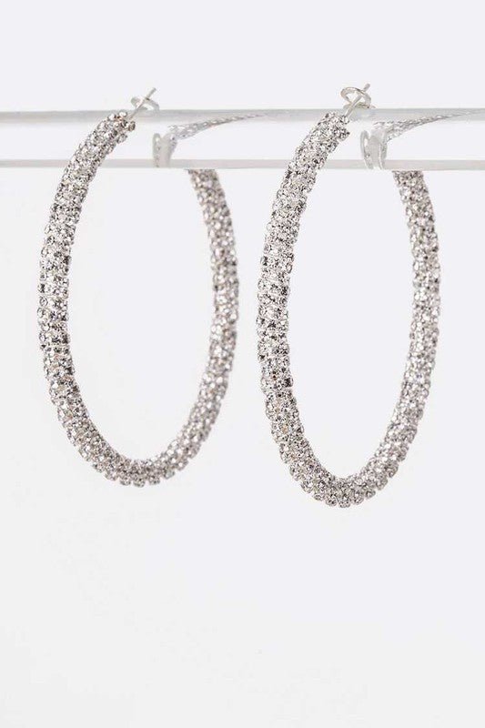 60 MM Rhinestone Wrap Around Iconic Hoop Earrings - Loving It Shop