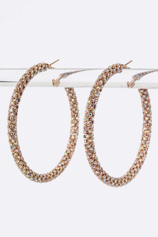60 MM Rhinestone Wrap Around Iconic Hoop Earrings - Loving It Shop