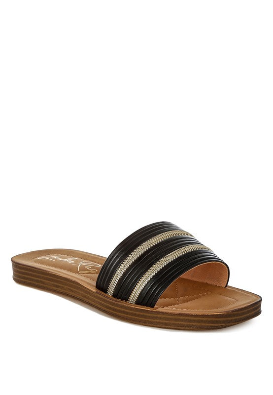 Zosaya Faux Zipper Detail Slip Ons