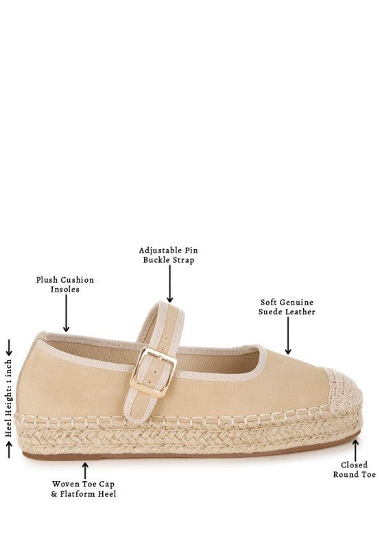 Bolean Soft Suede Leather Mary Jane Espadrilles - Loving It Shop