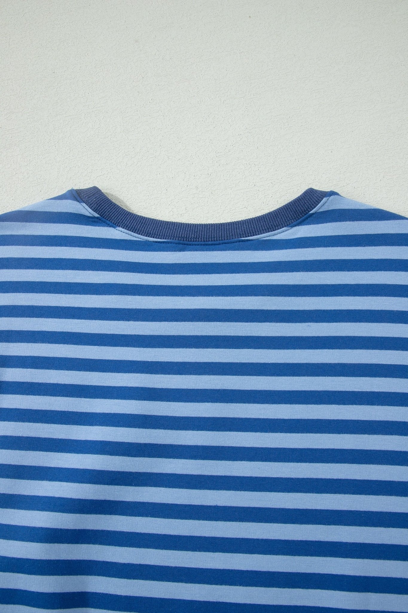 Blue Stripe Striped Ribbed Cotton Two - Piece Short Set with Chest Patch Detail - Loving It Shop