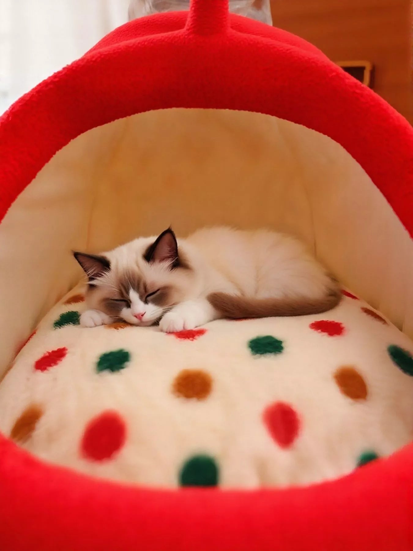 Cozy Polka Dot Pet Nest with Handle - Loving It Shop