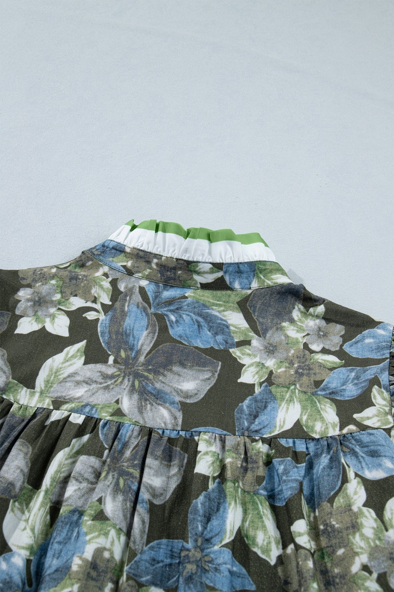 Green Ruffled Short Sleeve Floral Summer Blouse - Loving It Shop