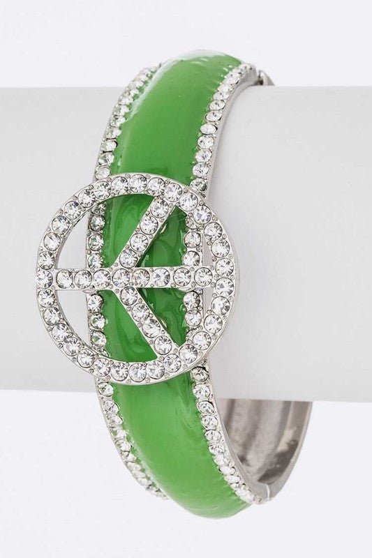 Crystal, Peace, Sign, Enamel, Hinge, Bangle - Loving It Shop