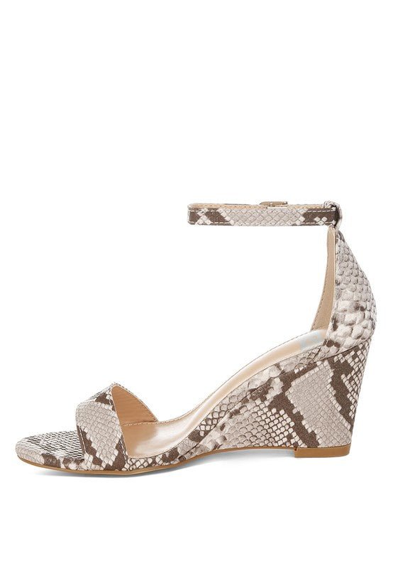 Kodor Snake Print Slim Wedge Heel Sandals - Loving It Shop