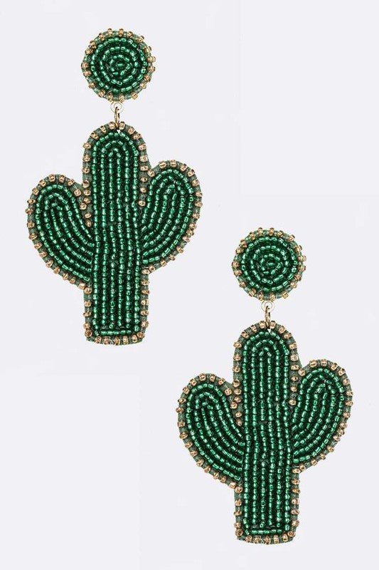 Beaded Cactus Iconic Earrings - Loving It Shop