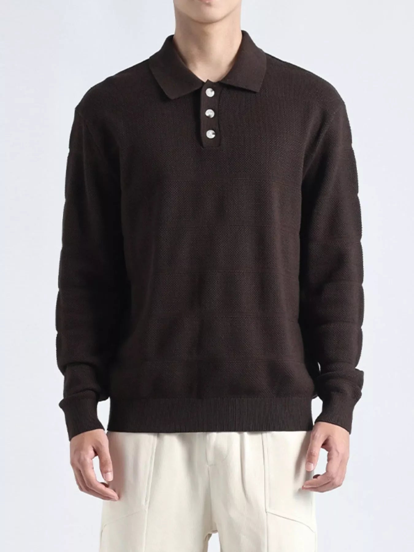 Men's Plus Size Button Detail Long Sleeve Knit Top - Loving It Shop