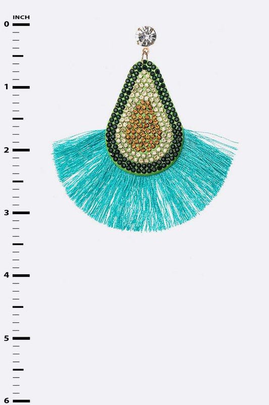 Avocado Crystal Tassel Earrings - Loving It Shop