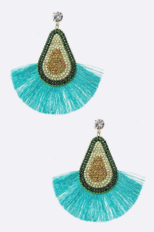 Avocado Crystal Tassel Earrings - Loving It Shop