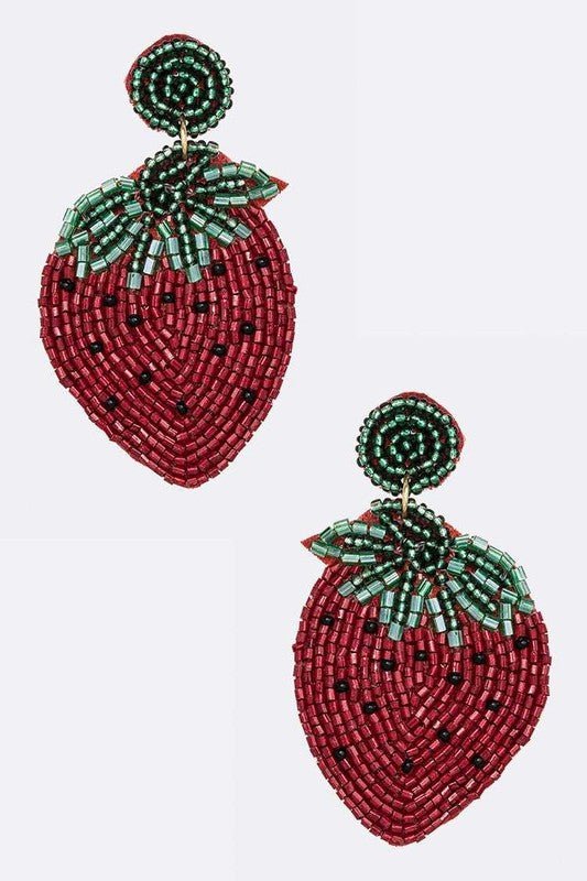Strawberry Beaded Iconic Earrings - Loving It Shop