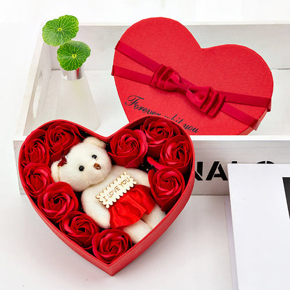 10 Soap Flower Rose Gift Box Bear Christmas Girlfriend Birthday Wedding Gift for Valentine&