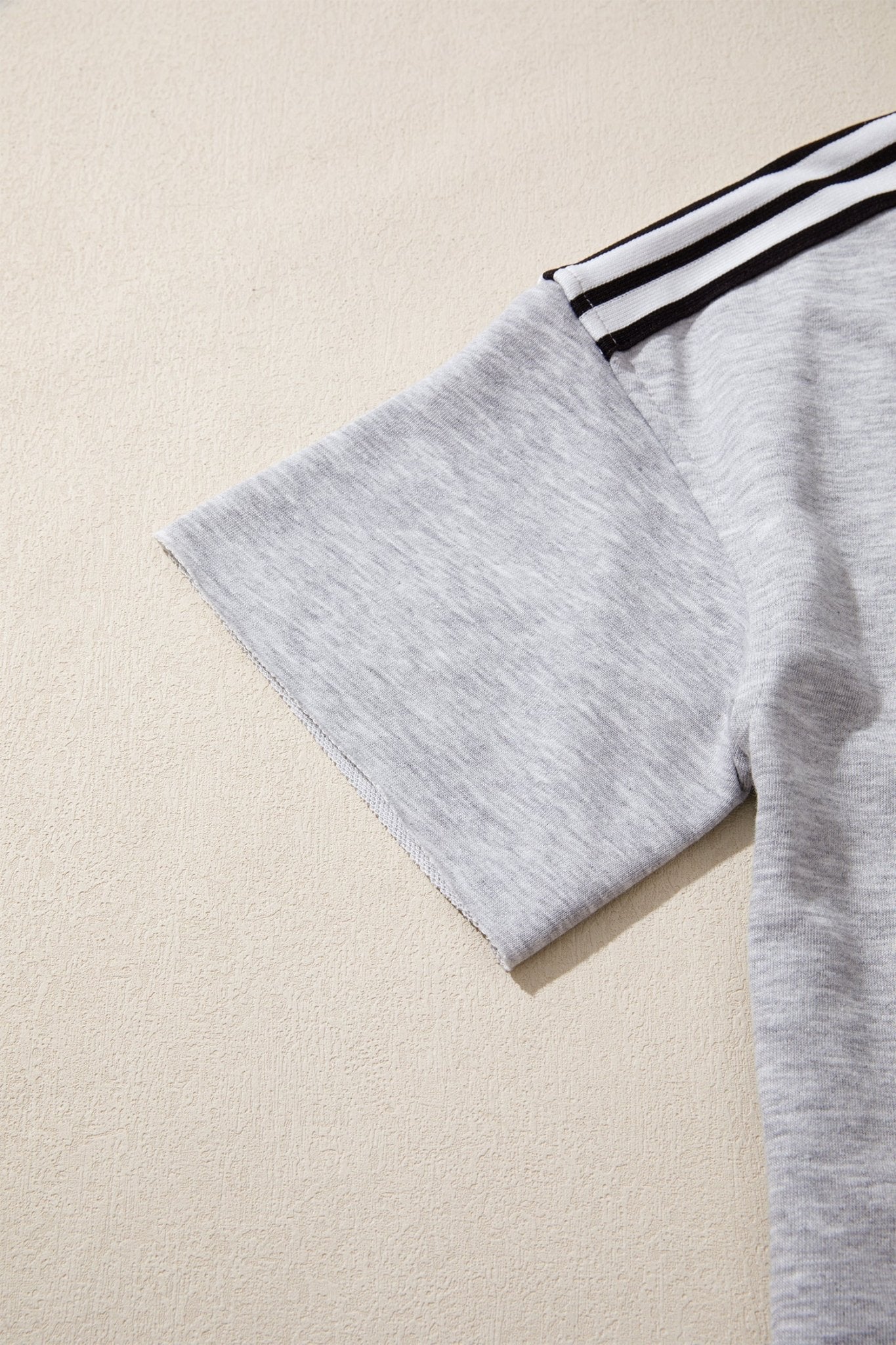 Light Grey Patchwork Detail Raw Edge Oversize Tee - Loving It Shop