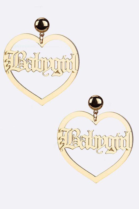 BABY GIRL Acrylic Heart Drop Earrings - Loving It Shop