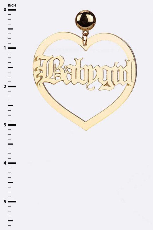 BABY GIRL Acrylic Heart Drop Earrings - Loving It Shop