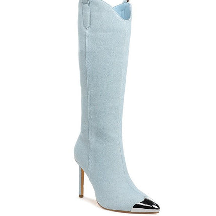 Ridda Metallic Cap Toe Denim Boots