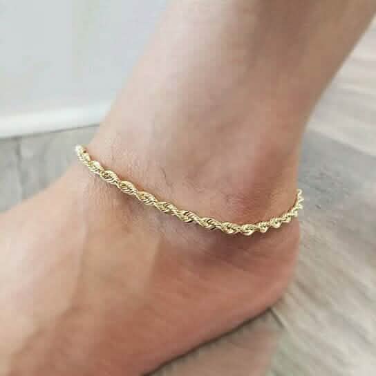 14k Yellow Gold Filled High Polish Finsh Rope Link Anklet 5mm 10&