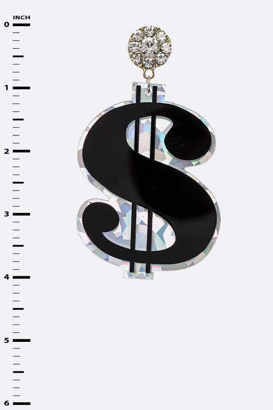 Oversize Dollar Sign Acrylic Earrings - Loving It Shop