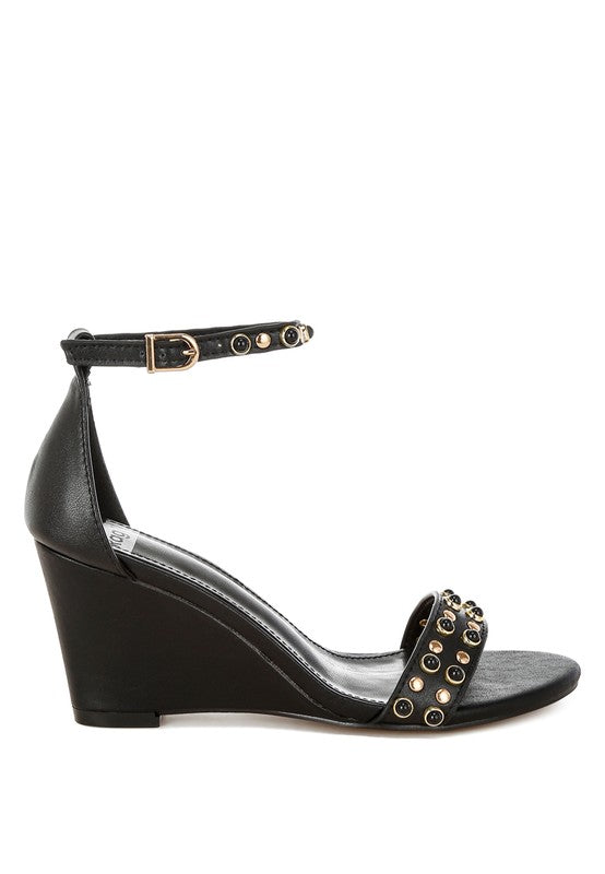 Nidara Studs Embellished Genuine Leather Sandals