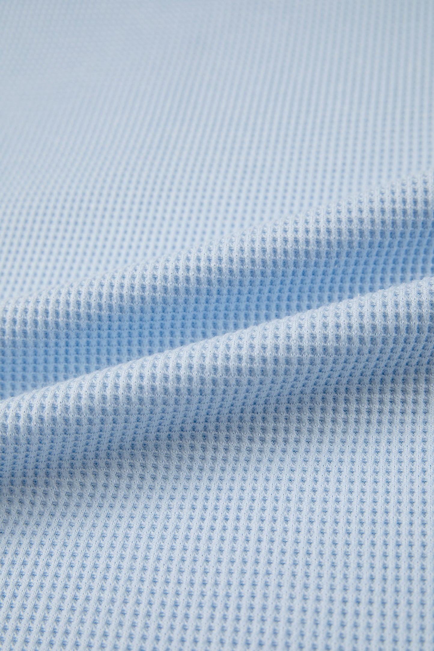 Light Blue Solid Color Raw Seam Waffled Patchwork Casual T Shirt