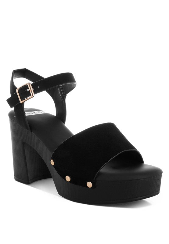 Daniela Genuine Suede Leather High Block Sandals - Loving It Shop