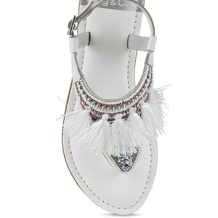 Risha Genuine Leather Tassel Sandals