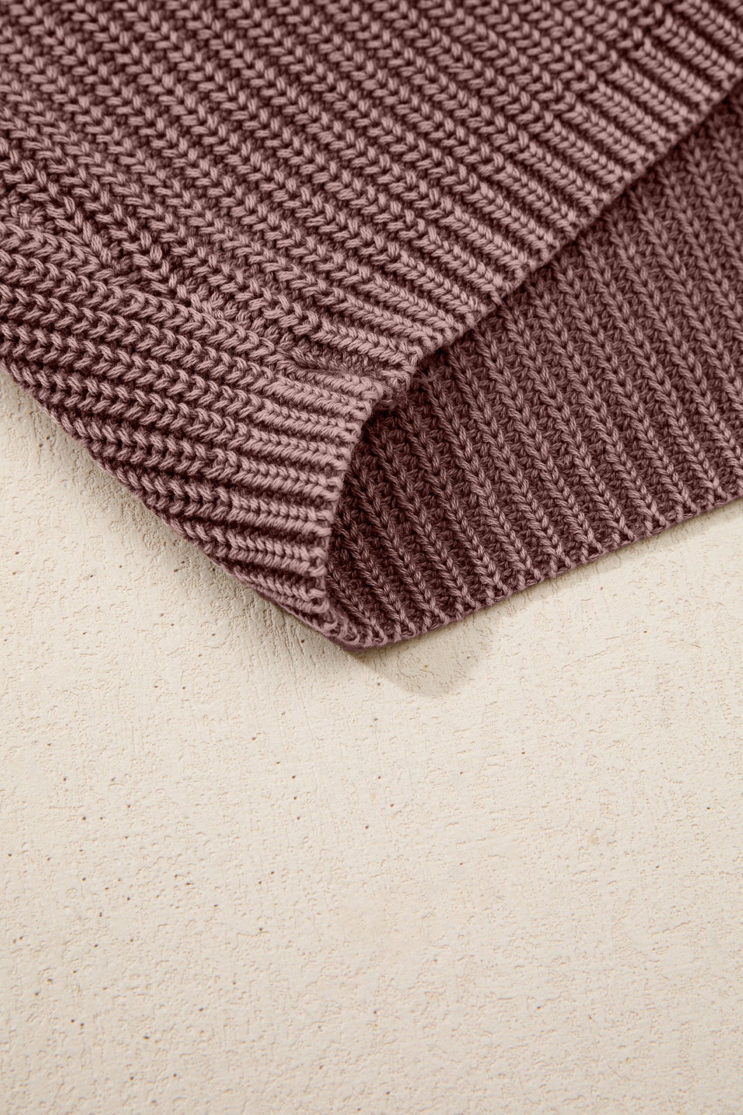 Dark Brown Mineral Washed Knit Button Polo Collar Loose Sweater