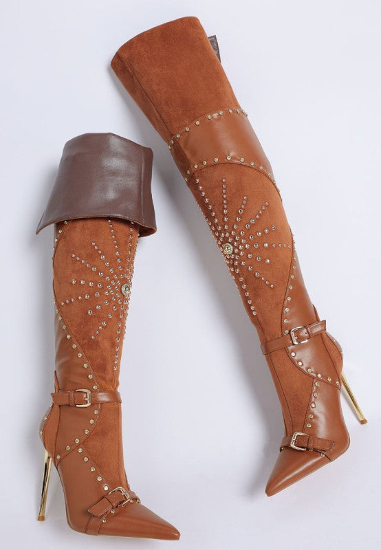 Medira Pointed Toe Embellished Stiletto Boots
