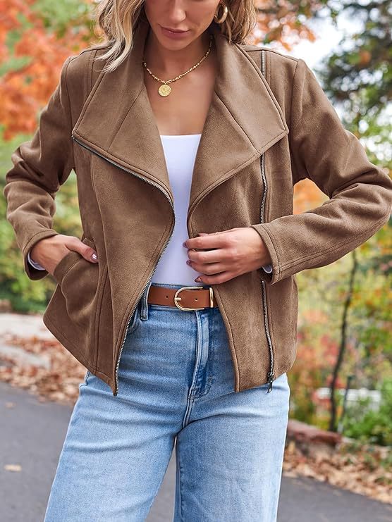 Fashion Casual Short Motorcycle Suede Jacket