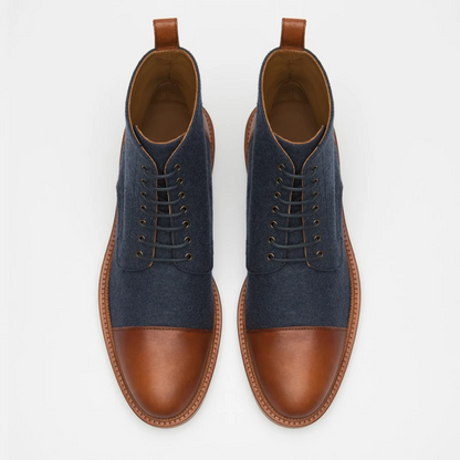 Round Toe Lace-up Low Boots