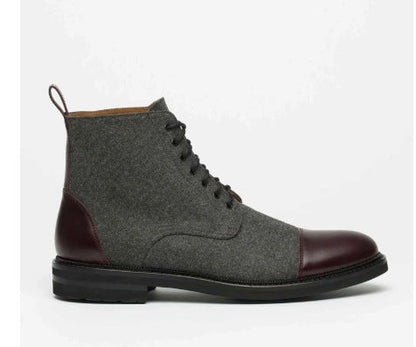 Round Toe Lace-up Low Boots